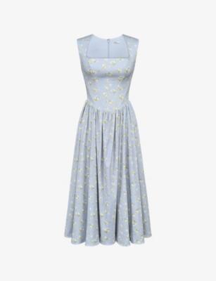 Emmy Floral-Print Cotton Midi Dress by HOUSE OF CB