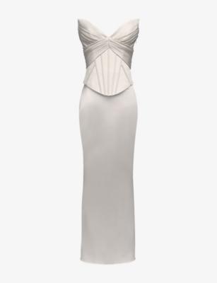 Eve Satin Corset Maxi Gown by HOUSE OF CB
