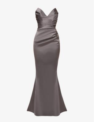 Fleur sweetheart-neckline fishtail-hem woven maxi dress by HOUSE OF CB