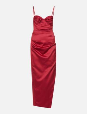 Flora corseted satin crepe maxi dress by HOUSE OF CB