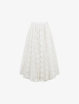 Francine broderie-anglaise high-rise cotton midi skirt by HOUSE OF CB
