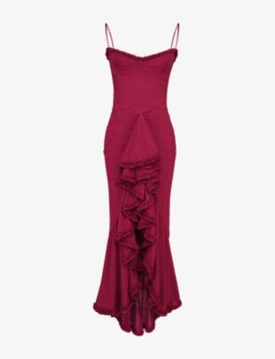 Gabbi Ruffle-Front Mesh Maxi Dress by HOUSE OF CB