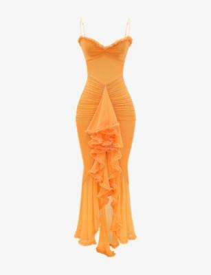 Gabbi Ruffle-Trim Stretch-Woven Maxi Dress by HOUSE OF CB