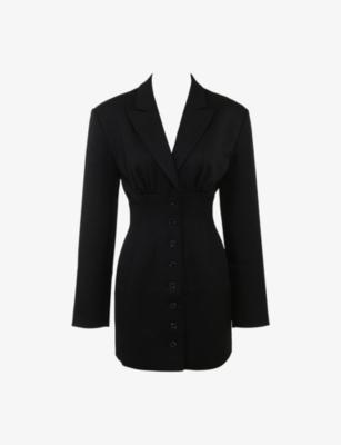 Georgia Oversized-Shoulder Stretch-Woven Blazer Dress by HOUSE OF CB