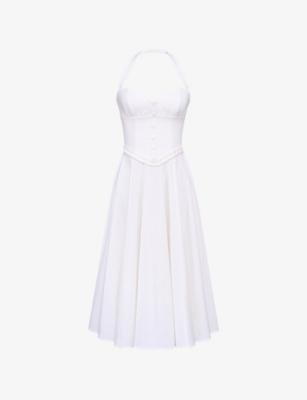 Georgie Floral-Print Stretch-Cotton Midi Dress by HOUSE OF CB