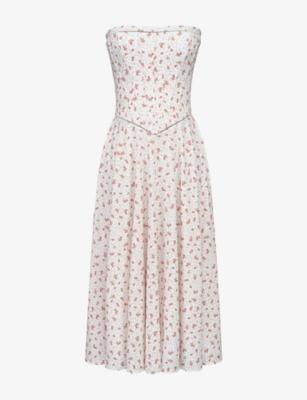 Gina Rose-Print Strapless Stretch-Cotton Maxi Dress by HOUSE OF CB