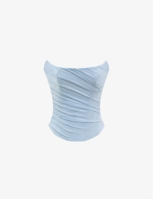 Hallie strapless stretch-woven corset with neck scarf by HOUSE OF CB