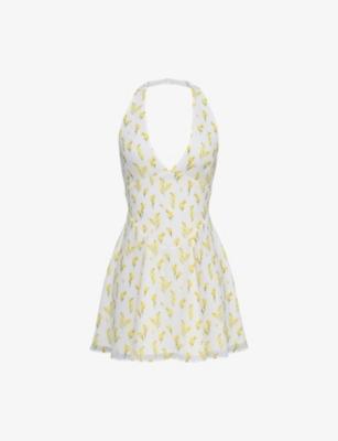 Iris Halter Neck Georgette Woven Mini Dress by HOUSE OF CB