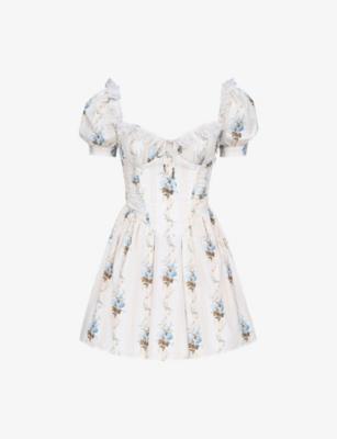 Issa Floral-Print Stretch-Cotton Mini Dress by HOUSE OF CB