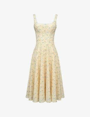 Jaime Floral Cotton Midi Dress by HOUSE OF CB