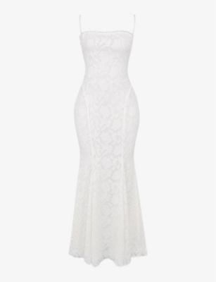 Joan burnout-pattern lace maxi dress by HOUSE OF CB