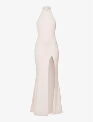 Juliette halter-neck split-hem stretch-woven maxi dress by HOUSE OF CB
