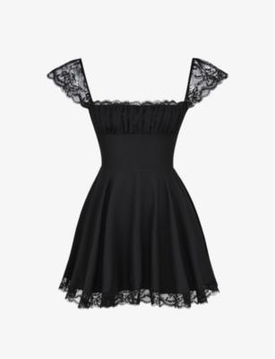Kaia square-neck A-line woven mini dress by HOUSE OF CB