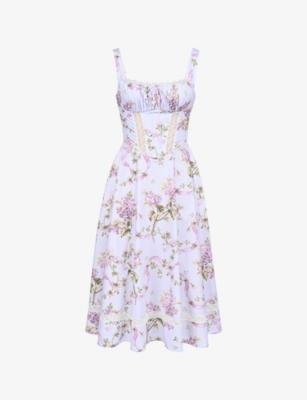 Kim Floral-Print Cotton Midi Dress by HOUSE OF CB