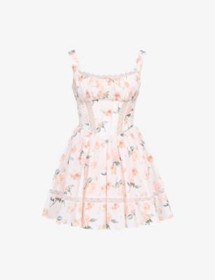 Kimmie Floral-Print Stretch-Cotton Mini Dress by HOUSE OF CB