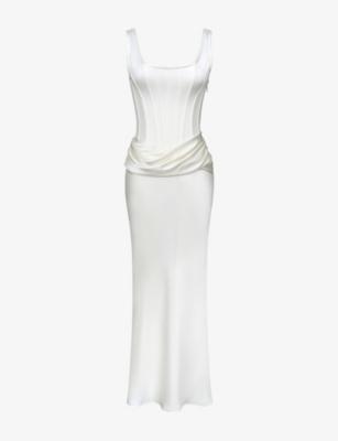 Kira Satin Gathered Maxi Dress by HOUSE OF CB