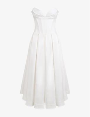 Lady Strapless Woven Midi Dress by HOUSE OF CB