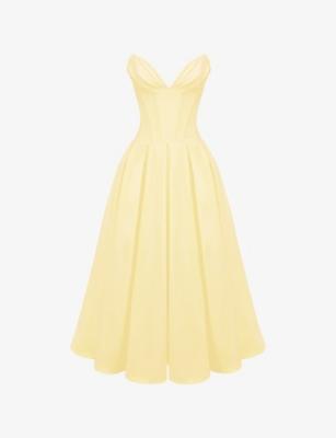 Lady plunge-neck stretch-cotton midi dress by HOUSE OF CB