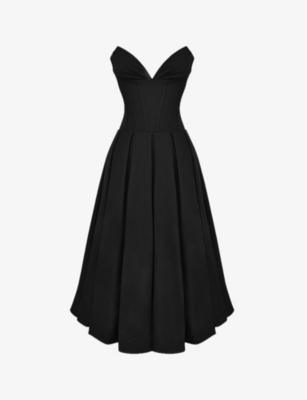 Lady plunge-neck stretch-cotton midi dress by HOUSE OF CB