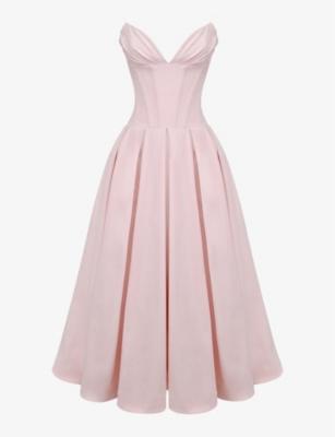 Lady plunge-neck stretch-cotton midi dress by HOUSE OF CB