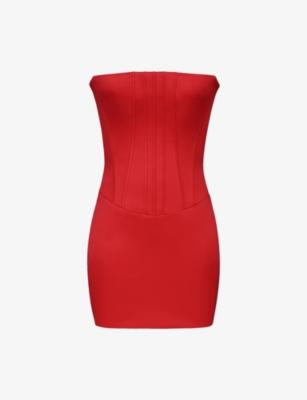Laila Strapless Hourglass Satin Mini Dress by HOUSE OF CB
