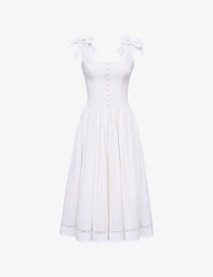 Lillia Bow-Detail Stretch-Cotton Midi Dress by HOUSE OF CB