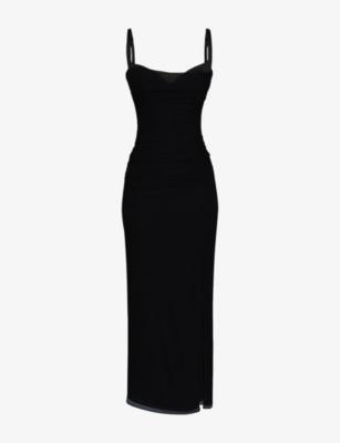 Lini Corset-Bodice Stretch-Mesh Maxi Dress by HOUSE OF CB