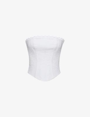 Livie Broderie-Texture Cotton Corset Top by HOUSE OF CB
