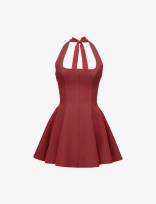 Loulette Halter-Neck Bow-Embellished Stretch-Crepe Mini Dress by HOUSE OF CB