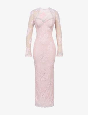 Lucienne Floral Stretch-Lace Maxi Dress by HOUSE OF CB