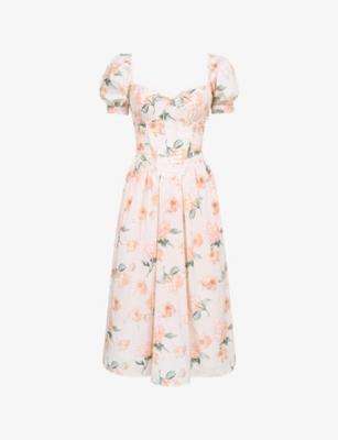 Lulabell Floral-Print Stretch-Cotton Midi Dress by HOUSE OF CB