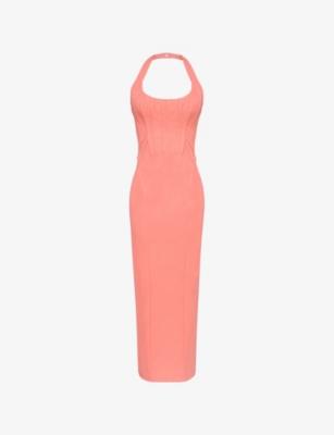 Lusilla Halterneck Stretch-Mesh Midi Dress by HOUSE OF CB
