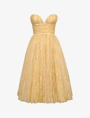 Madame Strapless Woven Midi Dress by HOUSE OF CB