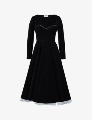 Mademoiselle Velvet Tulle Midi Dress by HOUSE OF CB