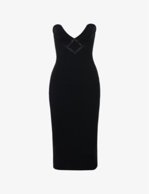 Magdalena Sweetheart-Neck Embroidered Stretch-Knit Midi Dress by HOUSE OF CB