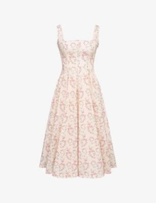 Mariabella Floral-Print Stretch-Cotton Midi Dress by HOUSE OF CB