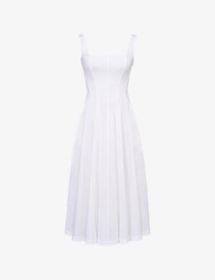 Mariabella Straight-Neck Sleeveless Stretch-Cotton Midi Dress by HOUSE OF CB