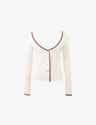 Marla Contrast-Trim Jacquard Knitted Cardigan by HOUSE OF CB