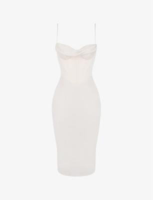 Myrna corset satin midi dress by HOUSE OF CB