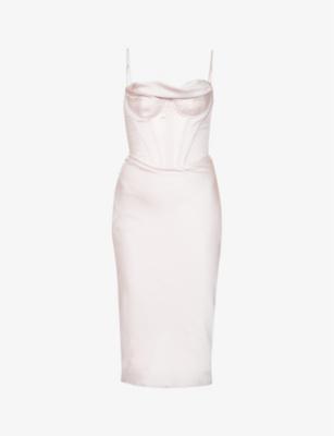 Myrna corset satin midi dress by HOUSE OF CB