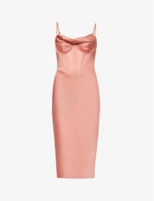 Myrna corset satin midi dress by HOUSE OF CB