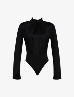 Neneh High-Neck Satin Bodysuit by HOUSE OF CB
