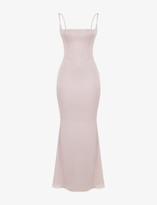 Olivette corset satin maxi dress by HOUSE OF CB
