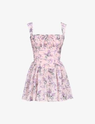 Ophelia Floral-Print Chiffon Mini Dress by HOUSE OF CB