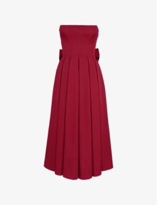 Pandora Bow-Back Strapless Woven Midi Dress by HOUSE OF CB