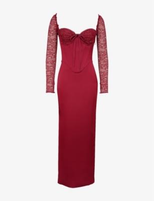 Perdi Corset-Bodice Satin Maxi Dress by HOUSE OF CB