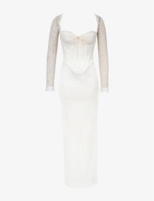 Perdi Corset-Bodice Satin Maxi Dress by HOUSE OF CB