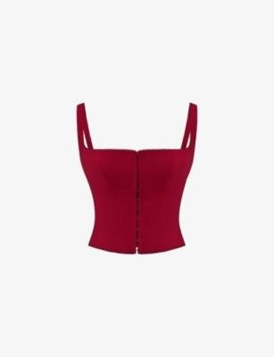 Pia square-neck stretch cotton-blend corset top by HOUSE OF CB