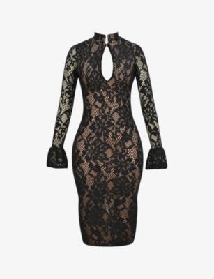 Pierette keyhole-neck stretch-lace midi dress by HOUSE OF CB