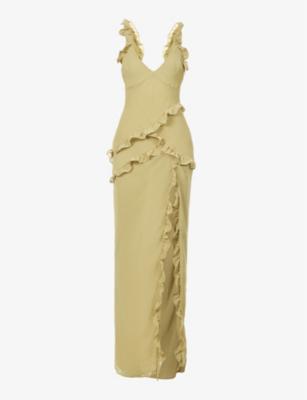 Pixie ruffled mesh maxi dress by HOUSE OF CB